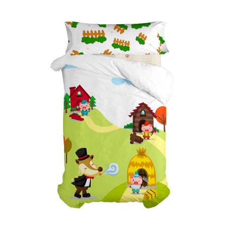 Set di copripiumino HappyFriday Mr Fox Piggys Multicolore Singolo 2 Pezzi