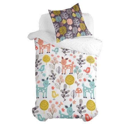 Set di copripiumino HappyFriday Moshi Moshi Woodland Multicolore Singolo 2 Pezzi