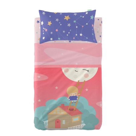 Set di Lenzuola HappyFriday Happynois Moon Dream Multicolore Culla Neonato 2 Pezzi