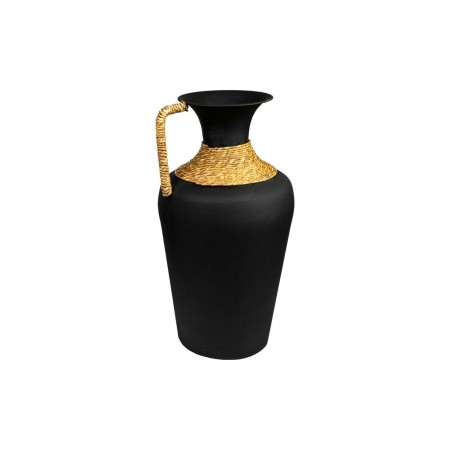 Vaso Romimex Nero Metallo vimini 25 x 47 x 25 cm Con maniglia