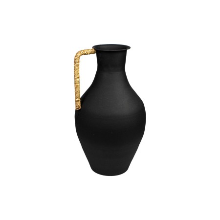 Vaso Romimex Nero Metallo vimini 24 x 39 x 24 cm Con maniglia