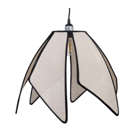 Lampadario Romimex Nero Naturale Bambù Fiore 45 x 35 x 45 cm