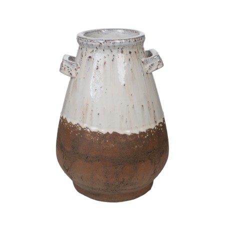 Vaso Romimex Bianco Terracotta Rustico 21 x 30 x 21 cm Con manici