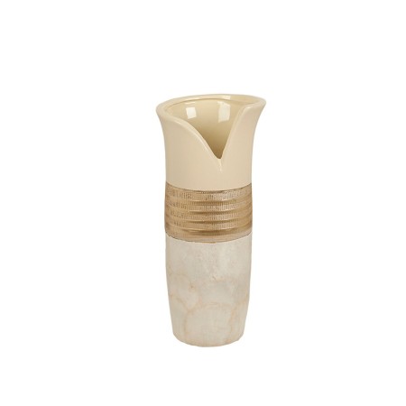 Vaso Romimex Champagne Madreperla Ceramica 13 x 29 x 12 cm