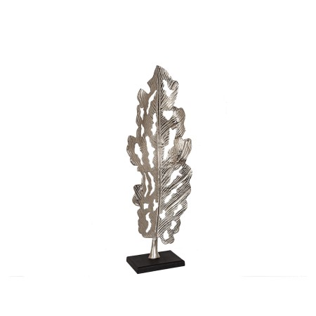 Scultura Romimex Nero Argentato Alluminio Legno MDF 32 x 89 x 14 cm Foglia della pianta