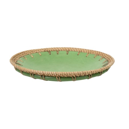 Centrotavola Romimex Verde Naturale Ceramica Rattan 30 x 6 x 30 cm