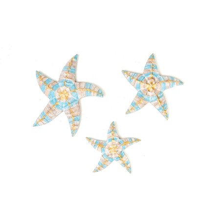 Decorazione da Parete Romimex Turchese Stelle 22 x 8 x 22 cm 3 Pezzi