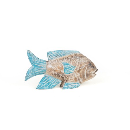 Decorazione da Parete Romimex Turchese Naturale Pesce 30 x 3 x 15 cm