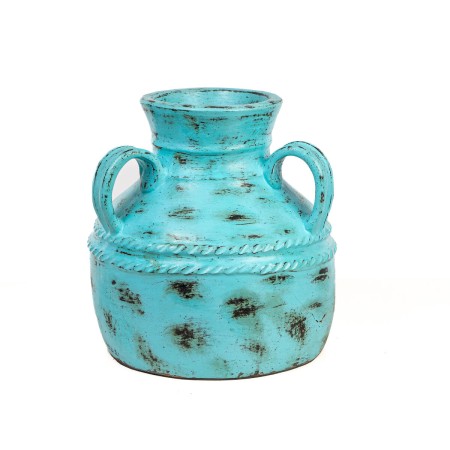 Vaso Romimex Turchese Ceramica 28 x 30 x 26 cm Con manici