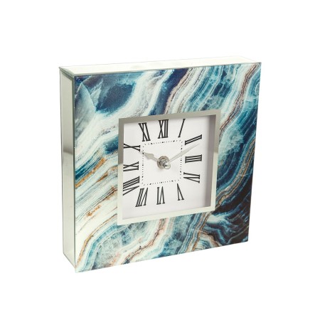 Orologio da Tavolo Romimex Azzurro Argentato Vetro 20 x 20 x 5 cm