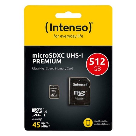 Scheda Di Memoria Micro SD con Adattatore INTENSO 3423493 512 GB 45 MB/s