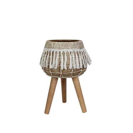 Vaso Romimex Beige Resina Con frange 30 x 23 x 30 cm Gambe