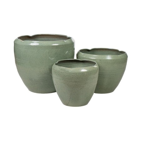 Set di vasi da fiori Romimex Verde Porcellana (3 Pezzi)