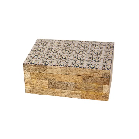 Scatola Decorativa Romimex Marrone Beige Resina Legno MDF 18 x 8 x 13 cm