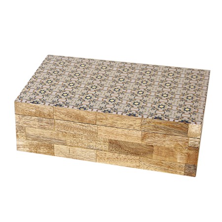 Scatola Decorativa Romimex Marrone Beige Resina Legno MDF 23 x 8 x 15 cm