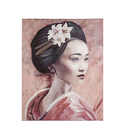 Quadro a Olio Romimex Rosa Tela Geisha 80 x 120 x 3 cm