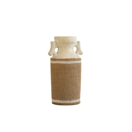 Vaso Romimex Bianco Tela di iuta Ceramica 15 x 40 x 15 cm