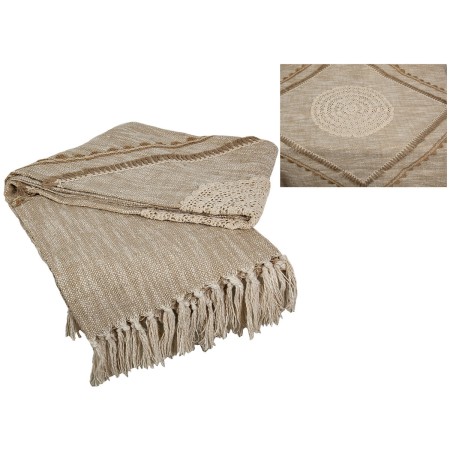 Coperta Romimex Beige Ricamo 125 x 150 x 150 cm