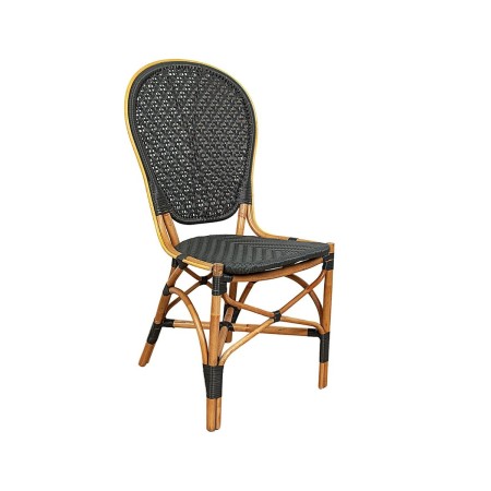 Sedia Romimex Nero Naturale Bambù Rattan 52 x 103 x 57 cm