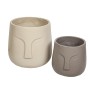 Set di vasi da fiori Romimex Beige Ceramica Faccia (2 Pezzi)