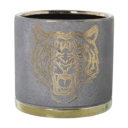 Vaso Alexandra House Living Grigio Dorato Ceramica Tigre 18 x 18 x 16 cm