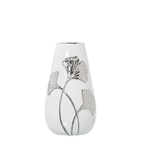 Vaso Alexandra House Living Bianco Argentato Ceramica 14 x 25 cm