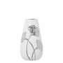 Vaso Alexandra House Living Bianco Argentato Ceramica 14 x 25 cm