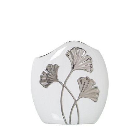 Vaso Alexandra House Living Bianco Argentato Ceramica 19 x 7 x 19 cm