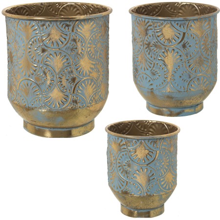 Set di vasi da fiori Alexandra House Living Verde Dorato Metallo (3 Pezzi)