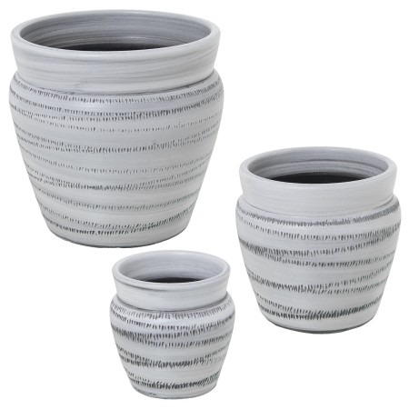 Set di vasi da fiori Alexandra House Living Grigio Ceramica Righe (3 Pezzi)