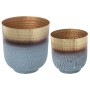 Set di vasi da fiori Alexandra House Living Dorato Celeste Metallo (2 Pezzi)