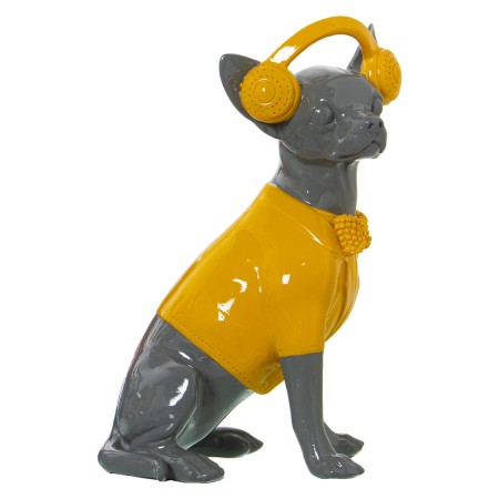 Statua Decorativa Alexandra House Living Giallo Grigio Plastica Cane Auricolari 14 x 26 x 19 cm