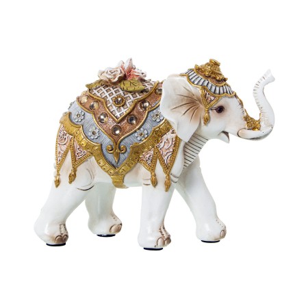 Statua Decorativa Alexandra House Living Bianco Dorato Acrilico Plastica Melammina Elefante