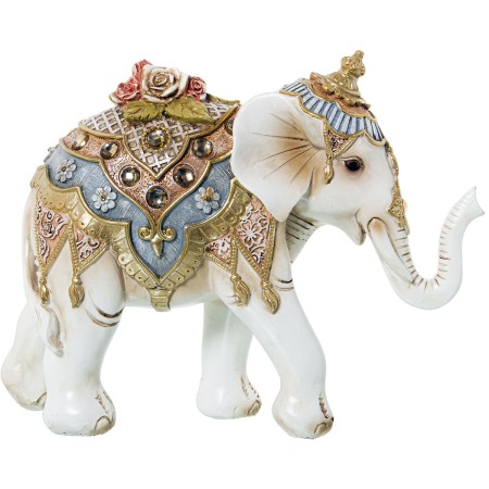 Statua Decorativa Alexandra House Living Bianco Dorato Plastica Elefante 12 x 21 x 27 cm