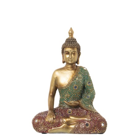 Statua Decorativa Alexandra House Living Rosso Verde Dorato Plastica Buddha 13 x 23 x 30 cm