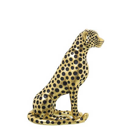 Statua Decorativa Alexandra House Living Nero Dorato Plastica Leopardo 12 x 22 x 27 cm