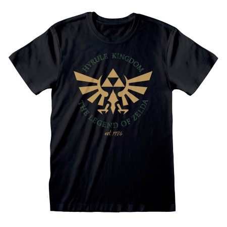 Maglia a Maniche Corte Unisex The Legend of Zelda Hyrule Kingdom Crest Nero