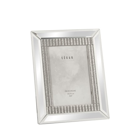 Cornice Portafoto Alexandra House Living Grigio Cristallo Specchio 10 x 15 x 2 cm