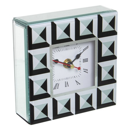 Orologio da Tavolo Alexandra House Living Bianco Nero Cristallo 14 x 14 x 4 cm