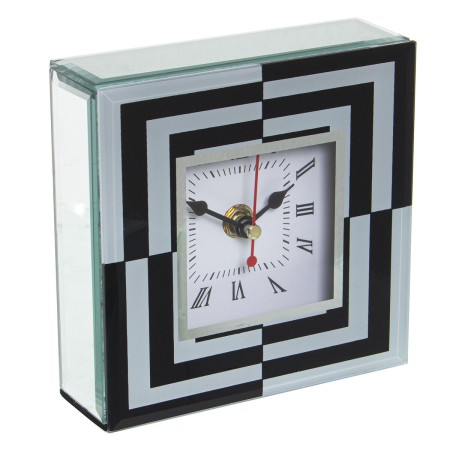 Orologio da Tavolo Alexandra House Living Bianco Nero Cristallo 14 x 14 x 4 cm