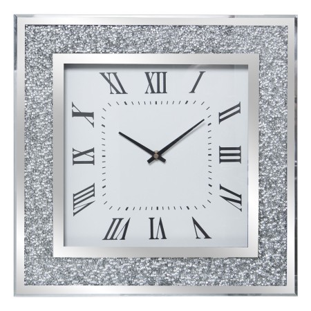 Orologio da Parete Alexandra House Living Argentato Cristallo Brillanti 40 x 40 x 4 cm