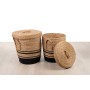 Set di Cesti Romimex Nero Naturale Corda 40 x 45 x 40 cm 2 Pezzi