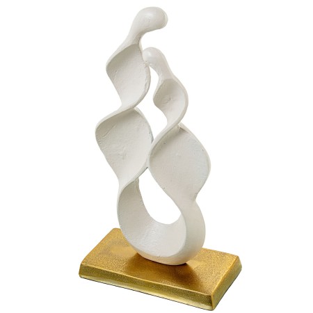 Statua Decorativa Alexandra House Living Bianco Dorato Alluminio Astratto 23 x 12 x 45 cm