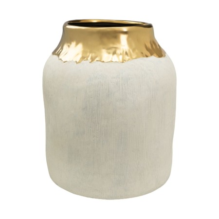 Vaso Romimex Bianco Dorato Porcellana 30 x 35 x 30 cm