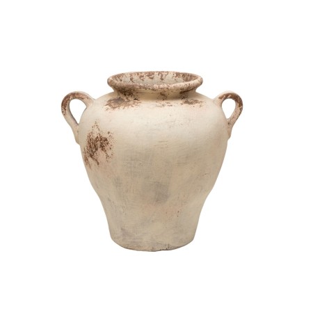 Vaso Romimex Bianco Terracotta 40 x 40 x 40 cm Con manici