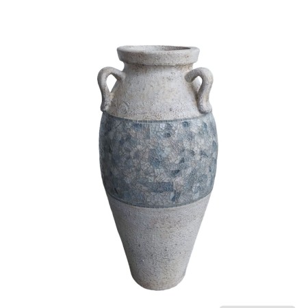 Vaso da pavimento Romimex Bianco Grigio Terracotta 28 x 60 x 28 cm Con manici