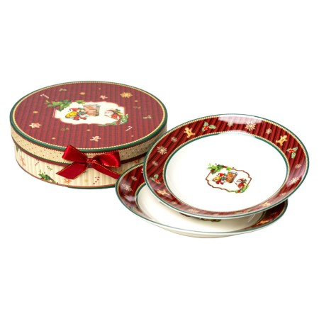 Set di piatti Romimex Rosso Ceramica 21 x 2 x 21 cm 2 Unità