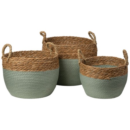 Set di Cesti Romimex Turchese Fibra naturale 32 x 25 x 32 cm 3 Pezzi