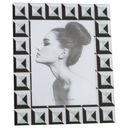 Cornice Portafoto Alexandra House Living Bianco Nero Cristallo 23 x 1 x 28 cm