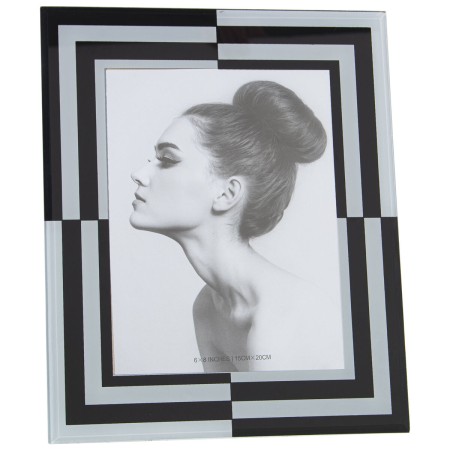 Cornice Portafoto Alexandra House Living Bianco Nero Cristallo 23 x 1 x 28 cm